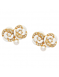 Grossé Earrings - Blanc Camelia - Gold Plated - Pearl - Cream - Crystals -...