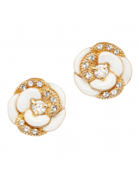 Grossé Earrings - Blanc Camelia - Gold Coloured - Crystals - Gold Plated -...
