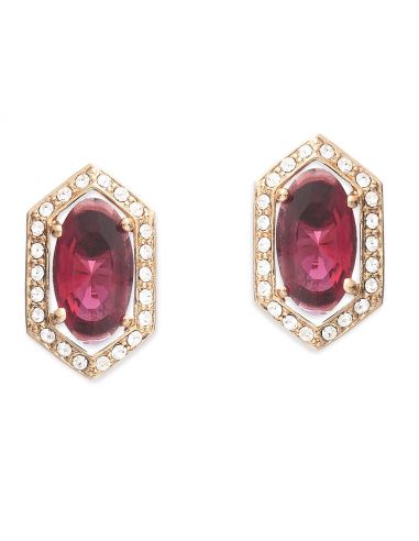 Grossé Clip-on Earrings - Jelly Beans - Gold Coloured - Crystal - Red - Gold Plated - 15x9 mm - GA61732