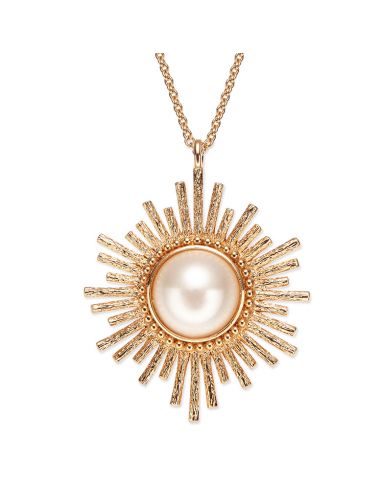 Grossé Necklace - Future Floral - Gold Coloured - Pearl - 12mm - White - Gold Plated - 70 cm - GJ25627