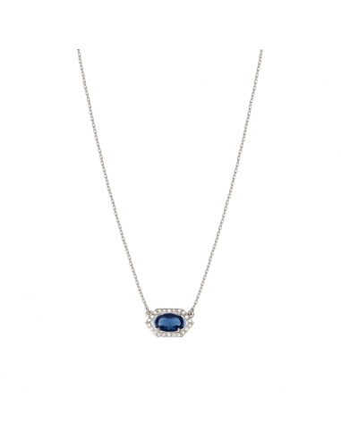 Grossé Ketting - Jelly Beans - Zilverkeurig - Kristal - Blauw - Geplatineerd - 38+5 cm - GA21617P