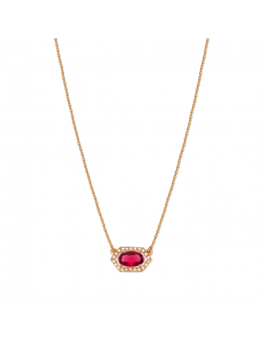 Grossé Ketting - Jelly Beans - Goudkleurig - Kristal - Rood - Verguld - 38+5 cm - GA21618