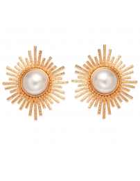Grossé Clip-on Earrings - Future Floral - Gold Coloured - Pearls - White -...