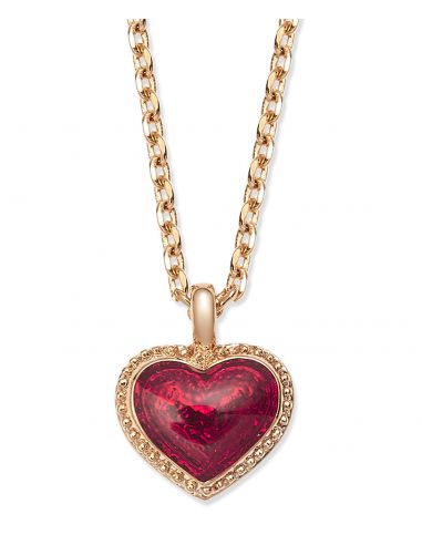 Grossé Collier - Pop Heart - Goldfarbe - Emaille - Rot - Vergoldet - 38+5 cm - GA21620