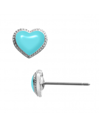 Grossé Earrings - Pop Heart - Silver Coloured - Enamel - Light Blue -...
