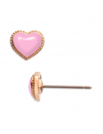 Grossé Earrings - Pop Heart - Gold Coloured - Enamel - Pink - Gold Plated - Ø...