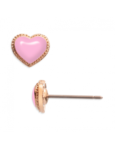 Grossé Earrings - Pop Heart - Gold Coloured - Enamel - Pink - Gold Plated - Ø 7 mm - GA61746