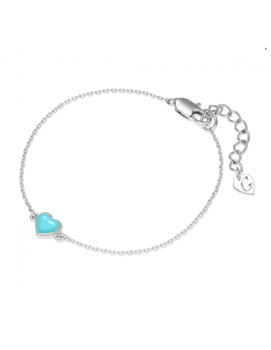 Grossé Armband - Pop Heart - Silberfarbe - Emaille Herz - Hell Blau - Platiniert - 16+3 cm - GA10814