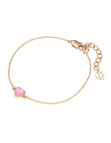 Grossé Armband - Pop Heart - Goldfarbe - Emaille Herz - Rosa - Vergoldet - 16+3 cm - GA10815