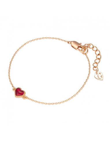 Grossé Bracelet - Pop Heart - Gold Coloured - Enamel Heart - Red - Gold Plated - 16+3 cm - GA10816