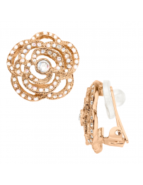 Grossé Clip-on Earrings - Parfum Rose - Gold Coloured - Crystals - Gold...