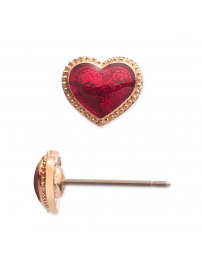 Grossé Earrings - Pop Heart - Gold Coloured - Enamel - Red - Gold Plated - Ø...