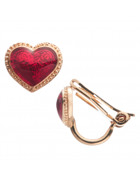Grossé Clip-on Earrings - Pop Heart - Gold Coloured - Enamel - Red - Gold...