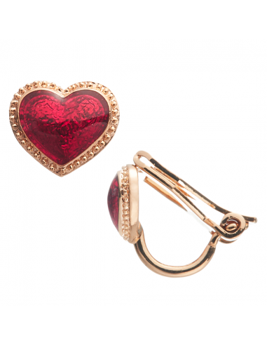 Grossé Ohrclips - Pop Heart - Goldfarbe - Emaille - Rot - Vergoldet - 8x7 mm - GA61738