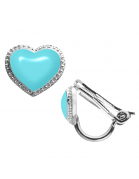 Grossé Clip-on Earrings - Pop Heart - Silver Coloured - Enamel - Light Blue -...