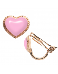 Grossé Clip-on Earrings - Pop Heart - Gold Coloured - Enamel - Pink - Gold...