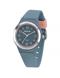 Sinar Horloge - Analoog - Blauw / Rosé - 36 mm - Verstelbaar bandje 13-18,5cm...
