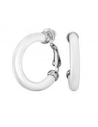 Traveller Clip-on Earrings - Hoop Earrings - Platinum Plated - White Resin -...