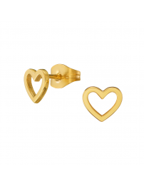 Traveller Earrings - Gold Plated 22ct - Heart - Stainless Steel - 6x7 mm -...