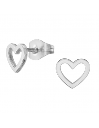 Traveller Earrings - Silver Coloured - Heart - 6x7 mm - Stainless Steel -...