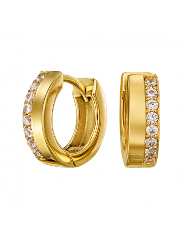 Traveller Earrings - Hoop Earrings - Gold Plated - Zirconia - Ø 16 mm - Stainless Steel - 166350