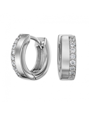 Traveller Earrings- Hoop Earrings - Silver Coloured - Zirconia - Ø 16 mm - Stainless Steel - 166351