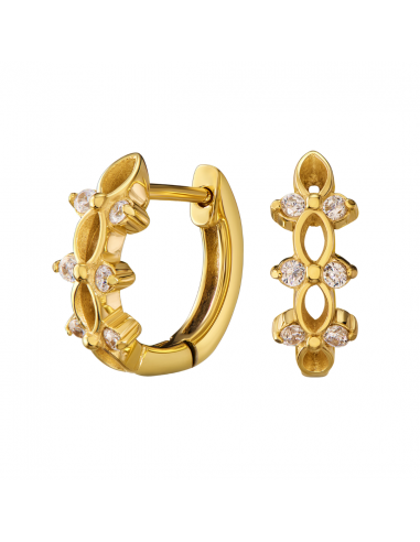 Traveller Hoop Earrings - Gold Plated - Zirconia - Ø 14 mm - Stainless Steel - 166354