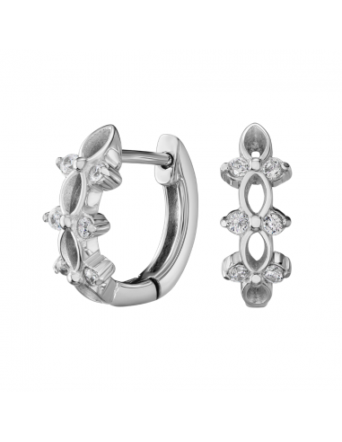 Traveller Hoop Earrings - Silver Coloured - Zirconia - Ø 14 mm - Stainless Steel - 166355