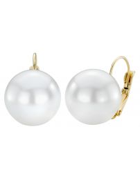 Traveller Drop Earrings - Pearl - 16 mm - White - 22ct gold plated - 901616
