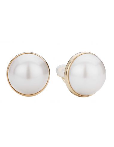 Traveller Clip-on Earrings - Gold Plated - Pearl - 20 mm - White - 194296