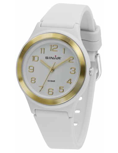 Sinar Horloge - Analoog - Wit/ Goud - 36mm - 10 Bar - Verstelbaar bandje 13-18,5cm - XB-48-0