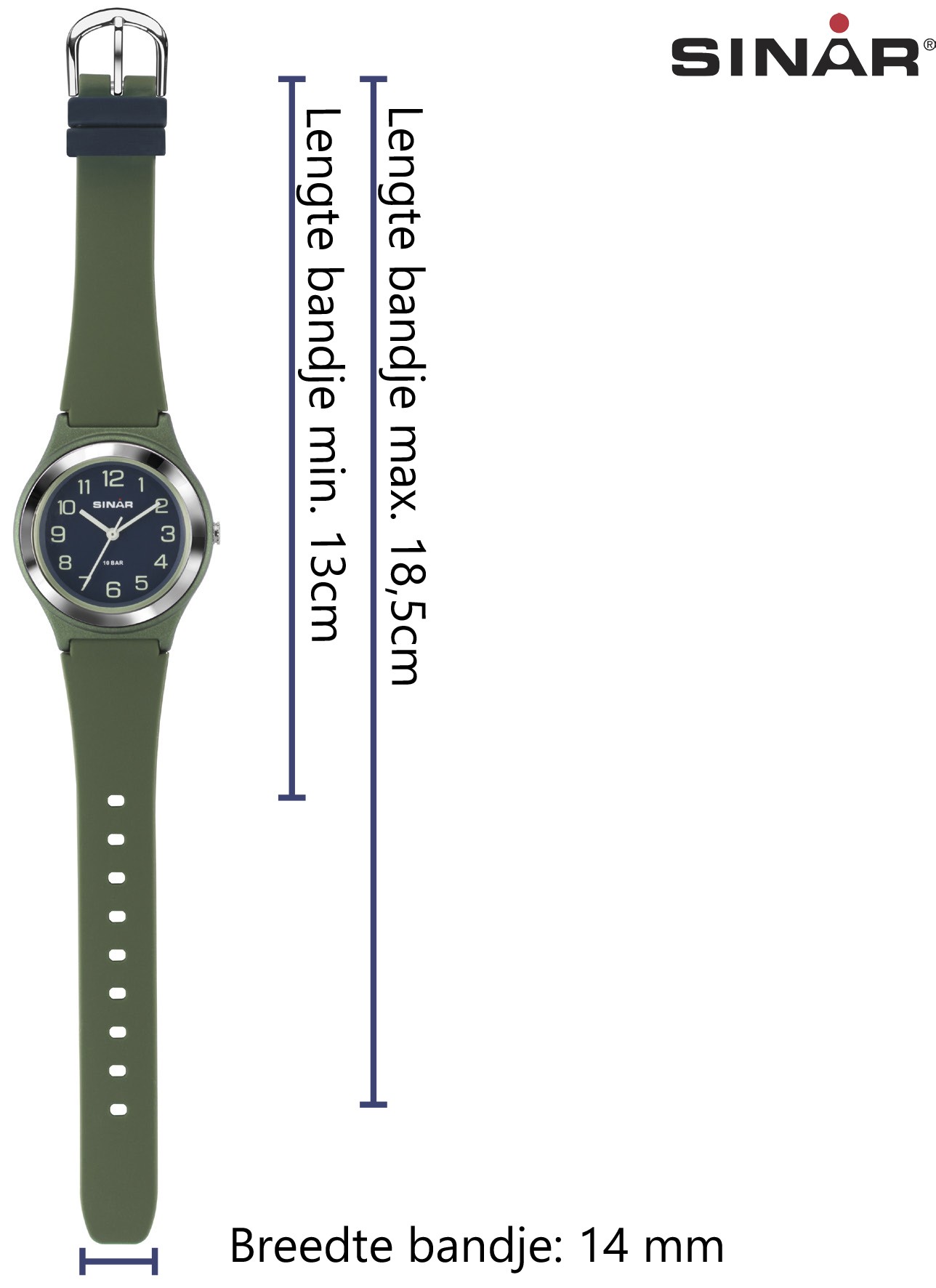 Analoog 36 Horloge blauw mm Sinar meter groen/ XB-48-3 100