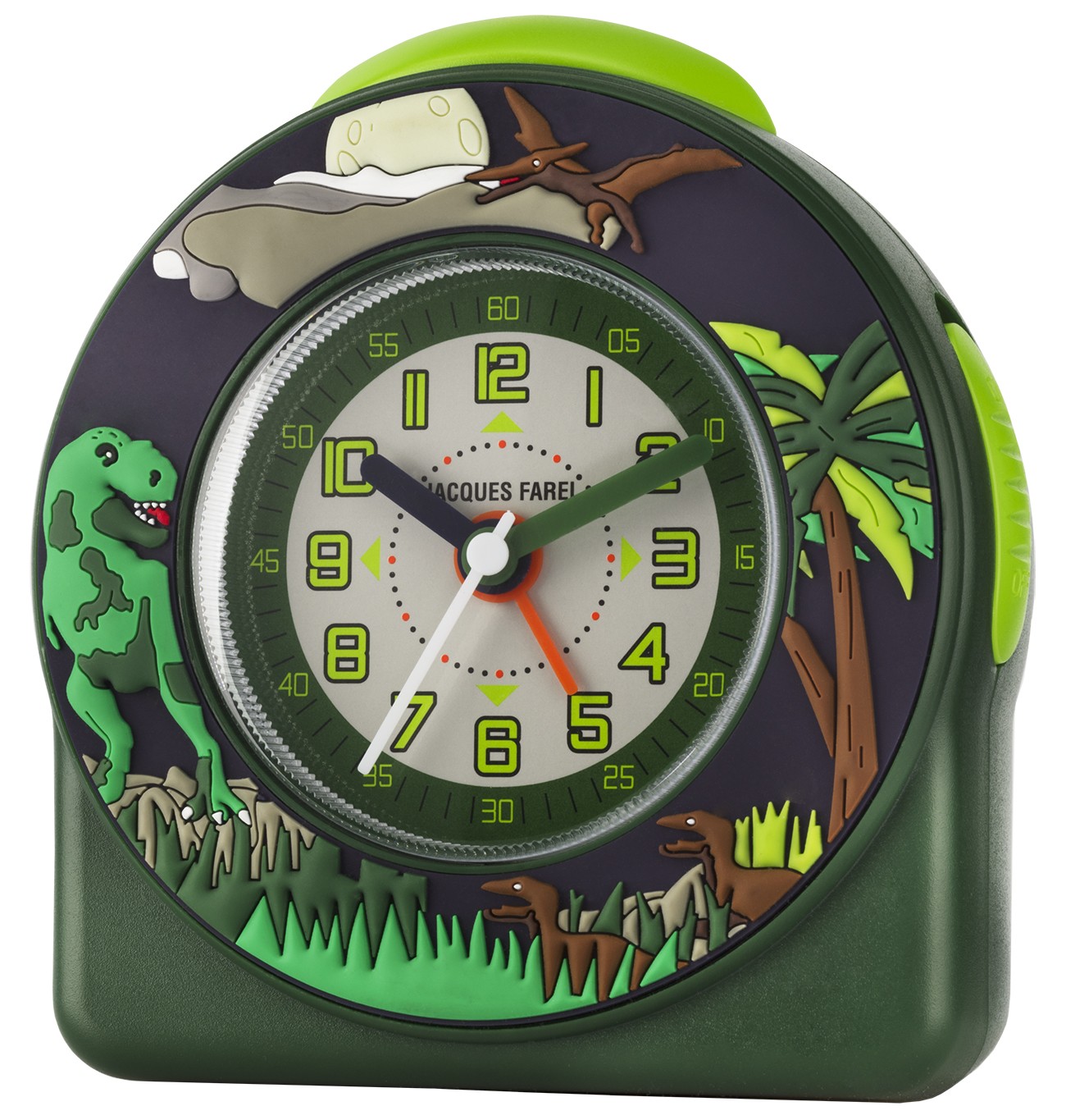 JACQUES FAREL Dino Quarz ACW Analog grün T-Rex 44 Kinder-Wecker