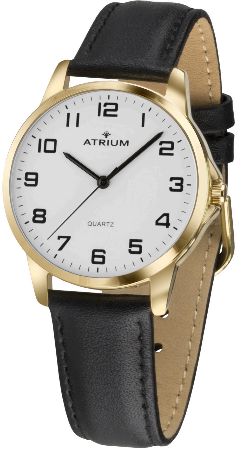 ATRIUM Watch - Men\'s - - Goldtoned - Black leather A36-20