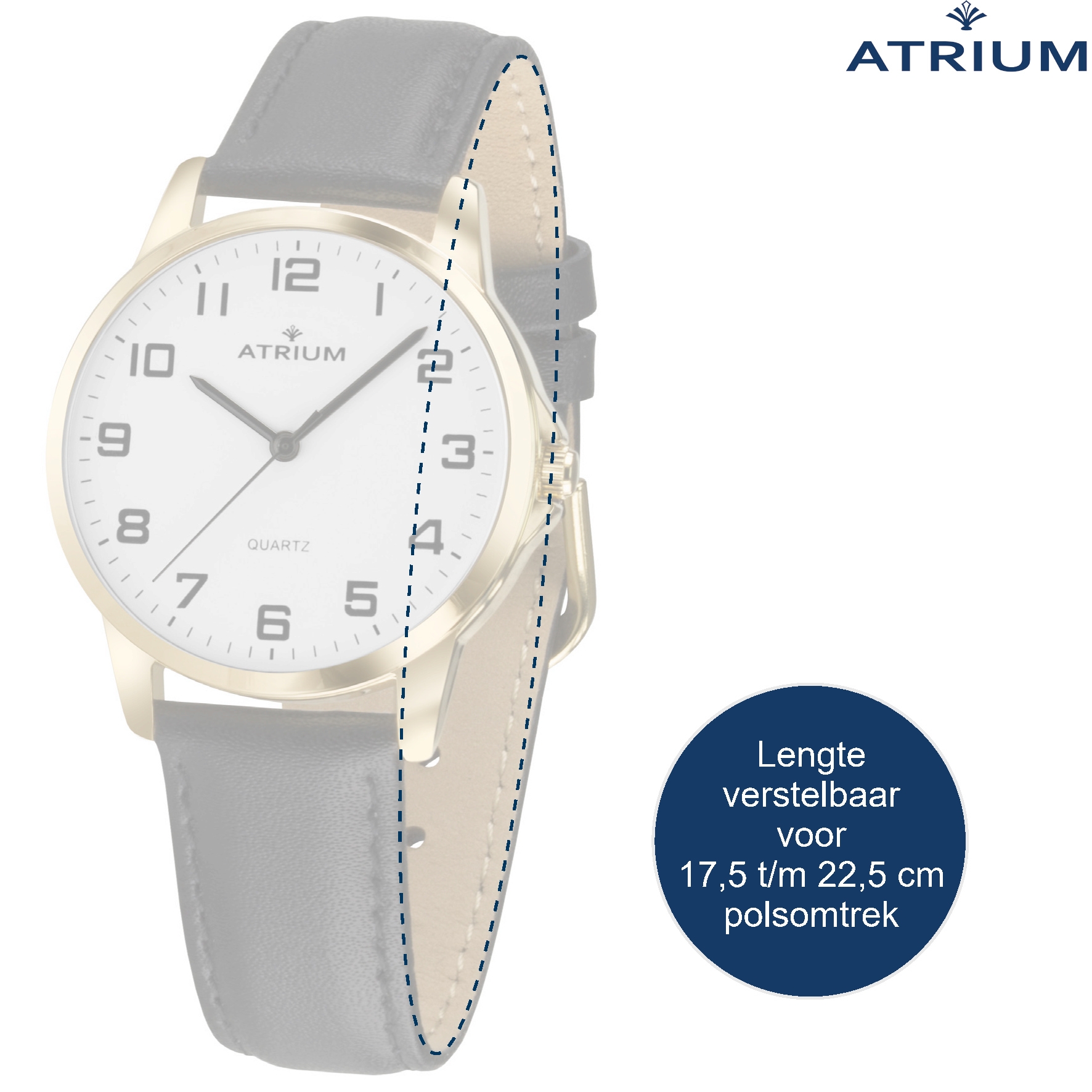 ATRIUM Watch - Men\'s Black A36-20 Goldtoned - leather - 