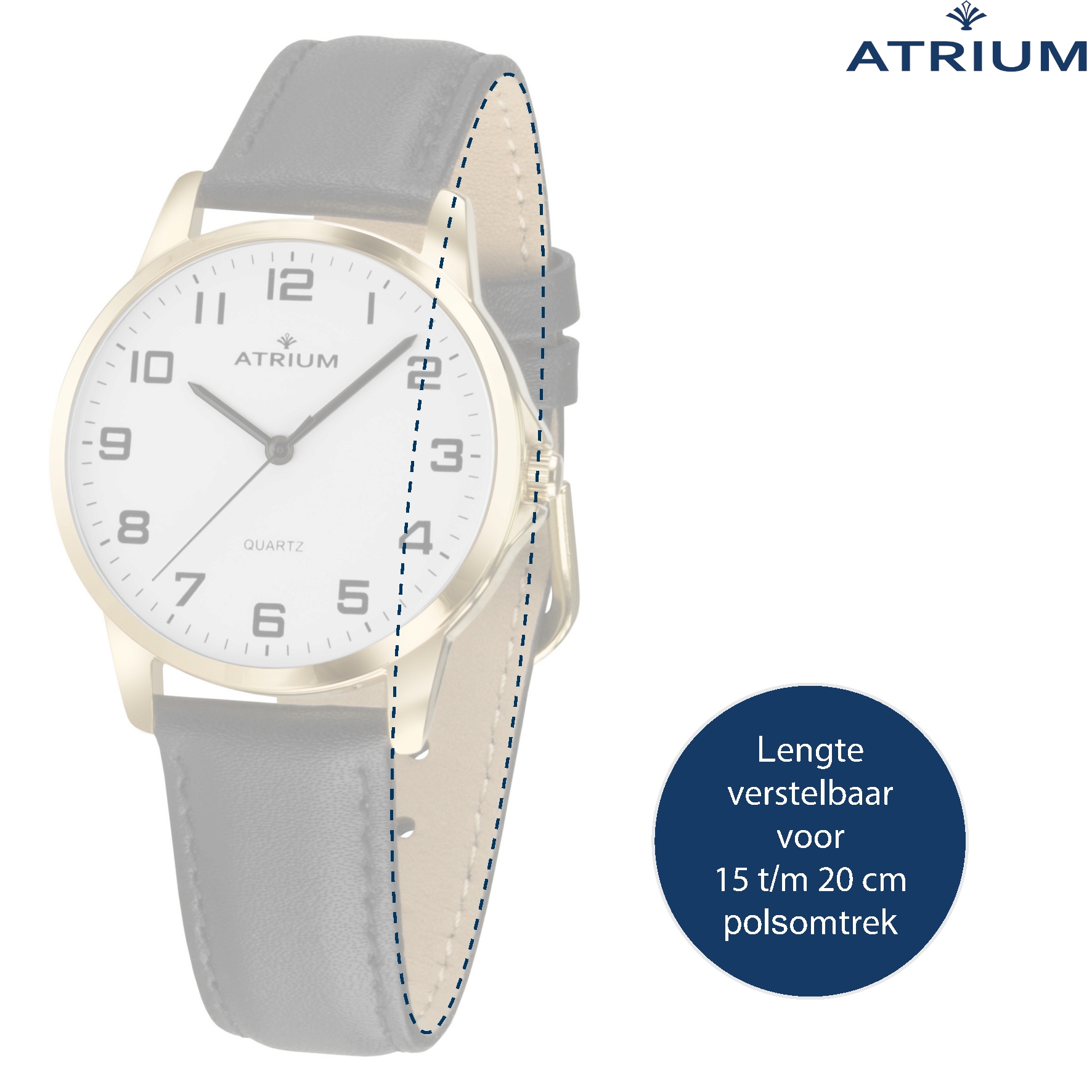ATRIUM Watch - Ladies - A37-20 Black leather Goldtoned - 