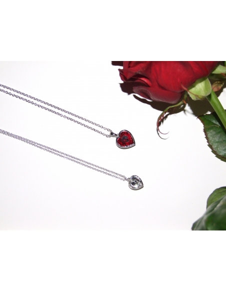 Stapel Uitwisseling paddestoel Traveller Heart Pendant with chain Rhodium plated with Crystals from  Swarovski - 157258
