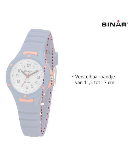 SINAR Analoog Horloge - XB-17-2 - 11,5-17 - mm Blauw/Oranje - 27 cm