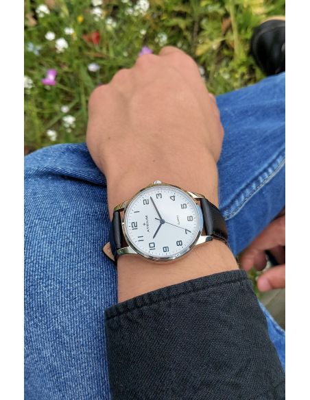 ATRIUM Armbanduhr - Herren - schwarz - A36-10 Leder Silberfarben 