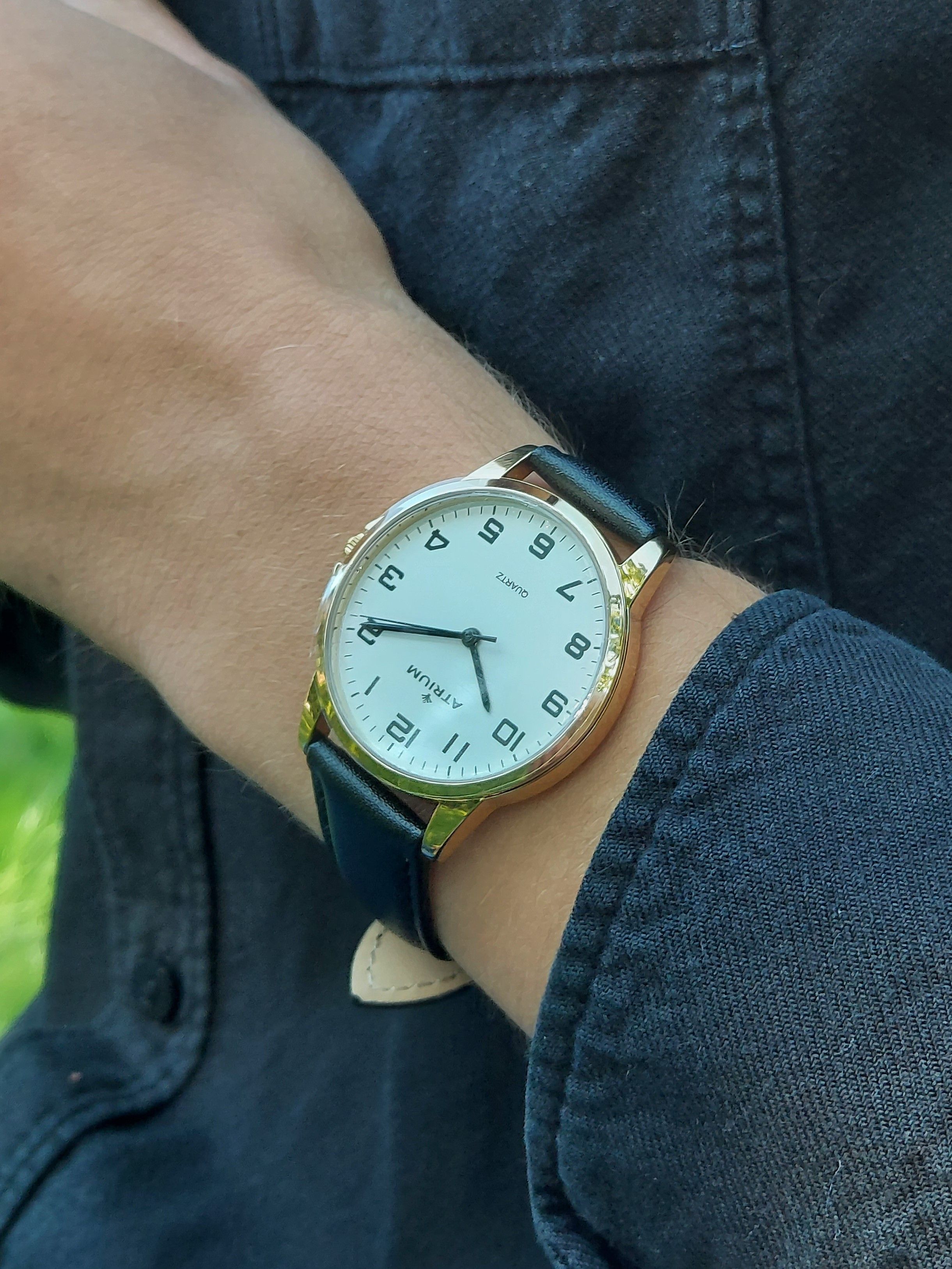 ATRIUM - Black - A36-20 Goldtoned Watch leather - - Men\'s