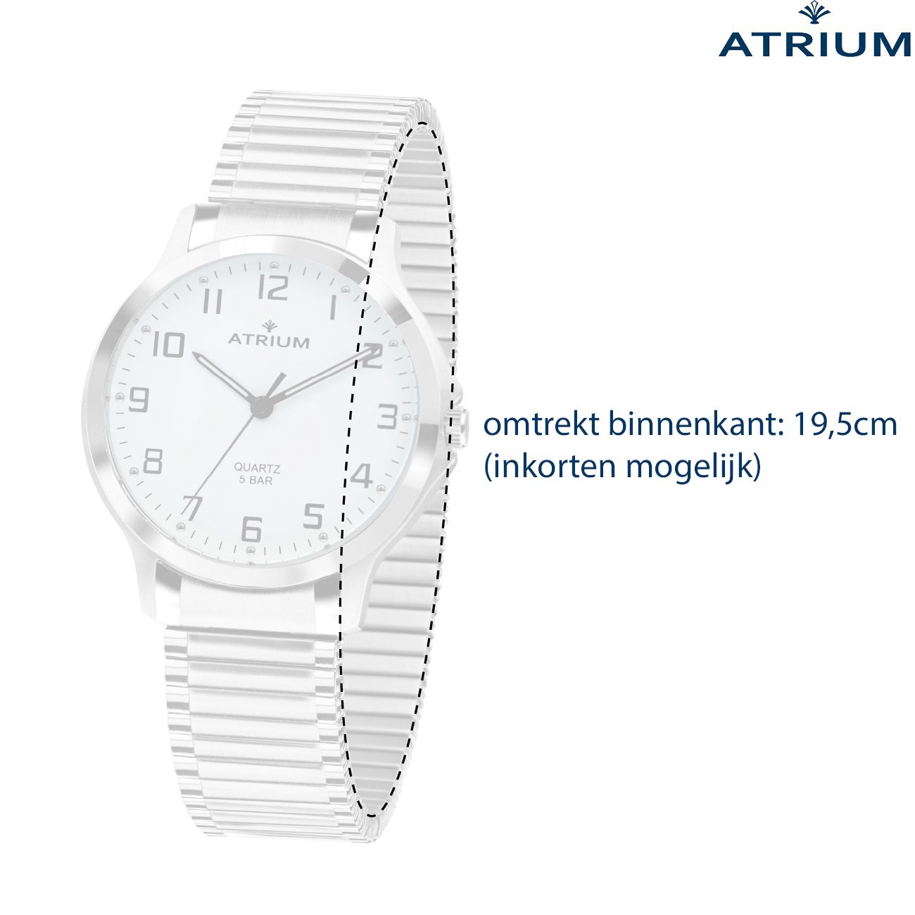 ATRIUM Horloge - A13-50 - - - - Edelstaal Rekband Dames Zilverkleurig