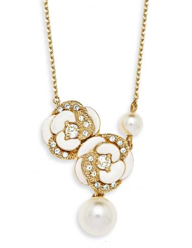 Grossé Ketting - Blanc Camelia - Goudkleurig - Parels - Crème - Kristallen - Verguld - 40+5 cm - GJ24688