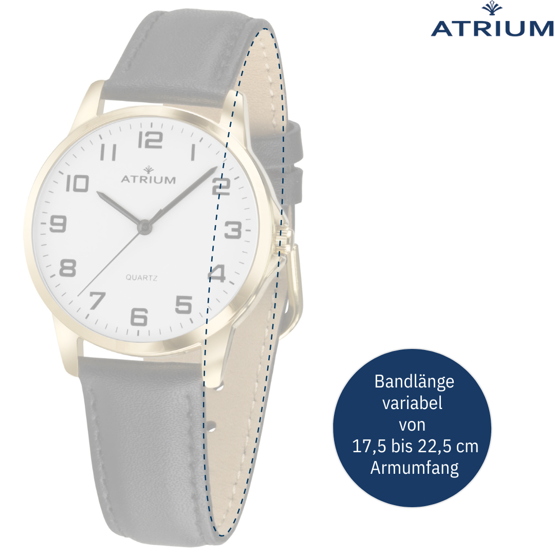ATRIUM Armbanduhr - Herren - Leder A36-20 schwarz Goldfarben - 