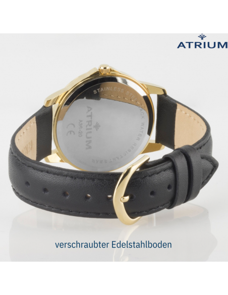 ATRIUM Armbanduhr schwarz - A36-20 Goldfarben Leder - Herren - 